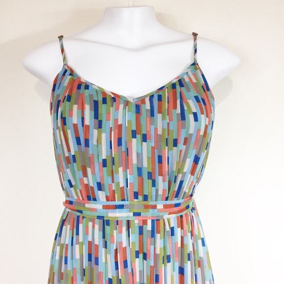 Fossil | Abstract Print Pleated Chiffon Dress Sz S - Picture 5 of 8